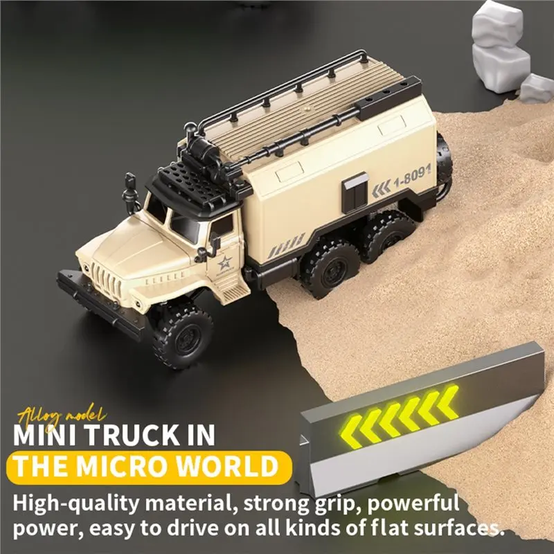 FBIL-Desktop Mini Remote Control Car 1:64 Scale Alloy Card Four-Wheel Drive Six Wheel Transport Vehicle Simulated Toy Model 7D