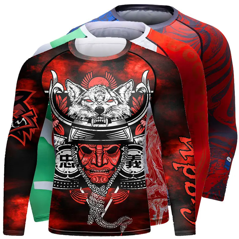 Męska koszulka bokserska Mma Rashguard Jiu Jitsu koszulki z koszulkami z motywem wysypki odzież sportowa Fitness