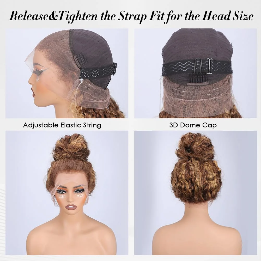 ترقية 427 تسليط الضوء على حزام غير مرئي مريح صالح 360 الدانتيل موجة عميقة الباروكات مع عقدة ابيض 200 الكثافة موجة عميقة باروكة من شعر طبيعي