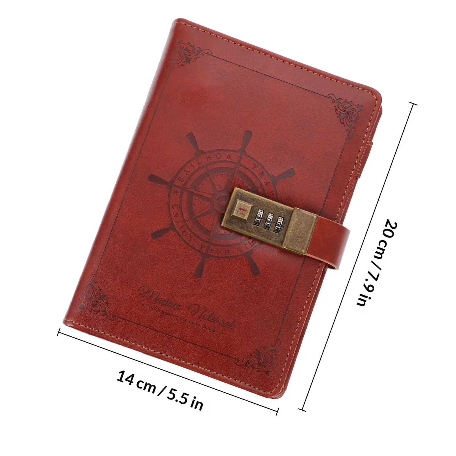 1Pcs Vintage Retro PU Notepad Coded Lock Diary Book Journal Writing Notepad Business Planner Compact for School Office Travel