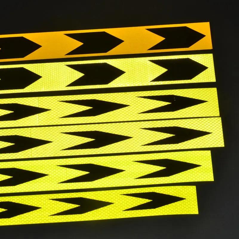 5 cm * 90 cm Fluorescente Giallo-Nero Freccia Nastro Adesivo Riflettente Avvertimento di Sicurezza Adesivi Impermeabili Striscia Riflettori Ad Alta Luce