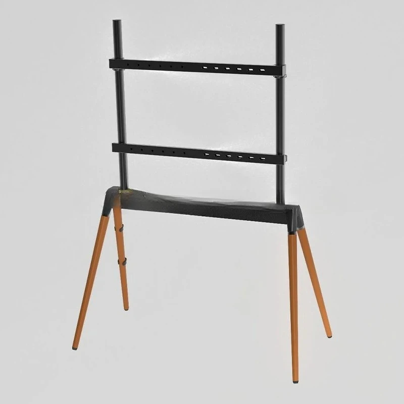 

No Drill Art TV Mount 55-86 Inch Modern Artistic TV Floor Stand Solid Wood for Living Room 40KG Load Bearing with Safety Straps