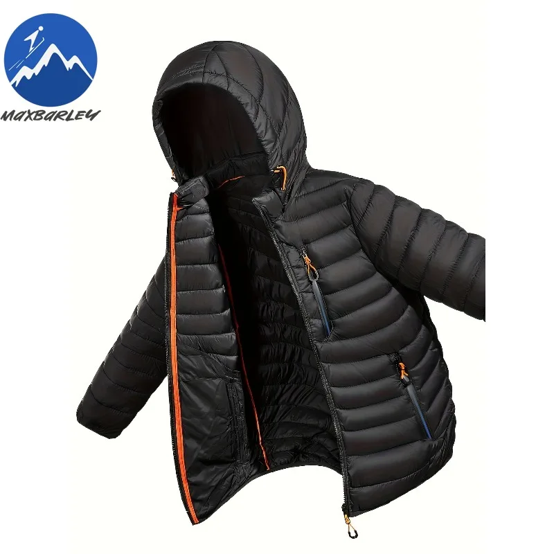 

Maxbarley Mens Autumn Winter Stand Collar Detachable Hood Light Cotton Jacket Casual Long Sleeve Multi Pocket Fashion Outerwear