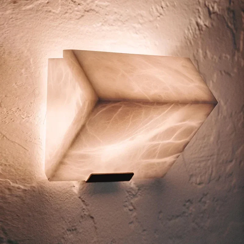 Natural Marble Wall Light Modern Nordic LED Sconce for Bedroom Bedside Background Wall Hotel Corridor Decor