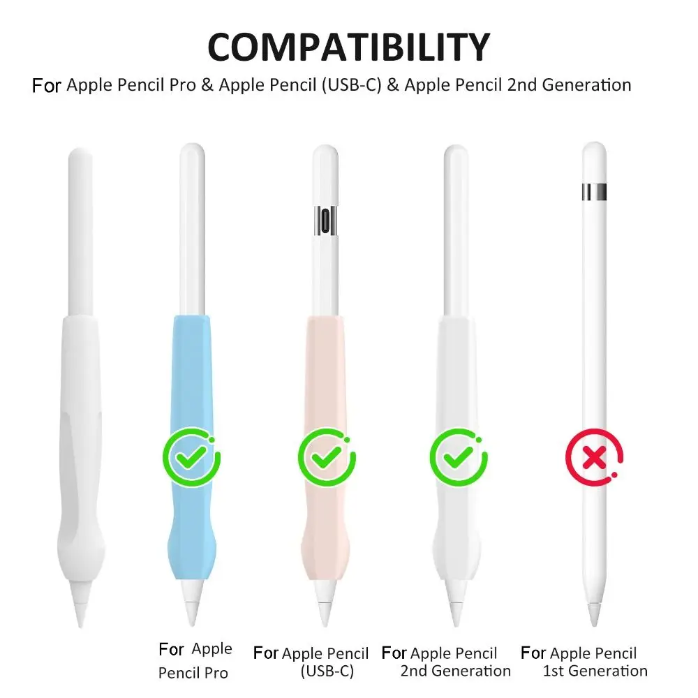 غطاء حماية من السيليكون بقبضة قلم مريح ناعم يعمل باللمس متعدد الوظائف ومرن لقلم Apple Pencil Pro/2 Generation