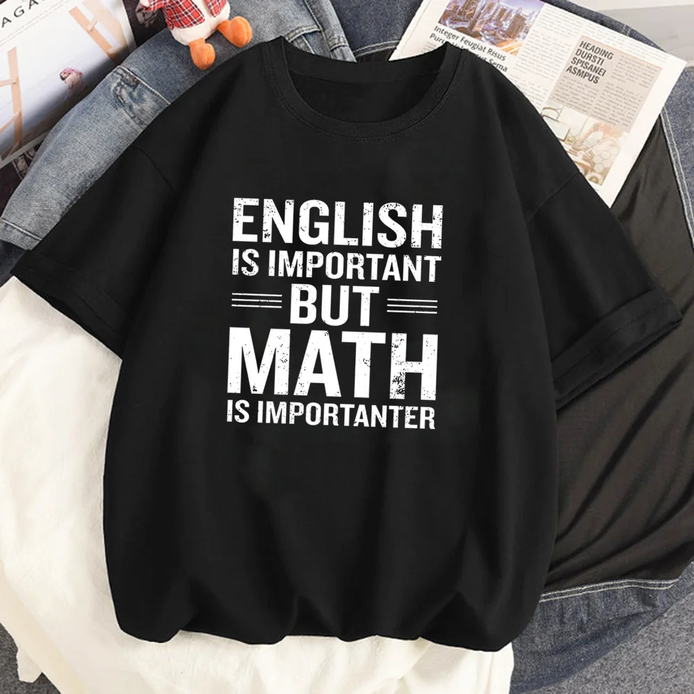 Harajuku اليابانية الكرتون الإنجليزية ولكن الرياضيات إلكتروني الطباعة المرأة تي شيرت الشارع الشهير الهيب هوب عادية فضفاضة قصيرة الأكمام للجنسين