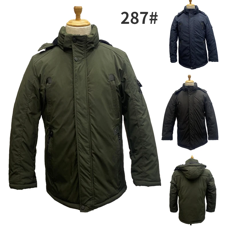 Thickened Warm Men's Parkas Medium Length Hooded Multiple Pockets Jackets Oversized Business Casual Waterproof Windproof Coats