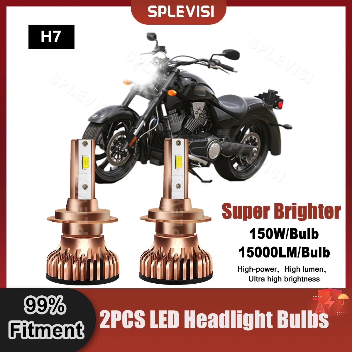 

Super Bright 2PCS H7 LED Headlight Bulbs 6000K HID White 9V-24V For Victory Vegas 2008 For Victory Hammer 2008 Motorcycle Bulbs