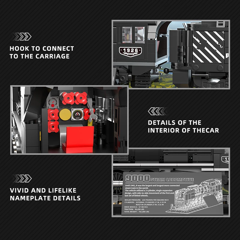 

High-end New 66801 Creativity Steam Locomotive Type 9000 Building Block Model Train Bricks Assembling Toys Boy Chrismas Gift Kid