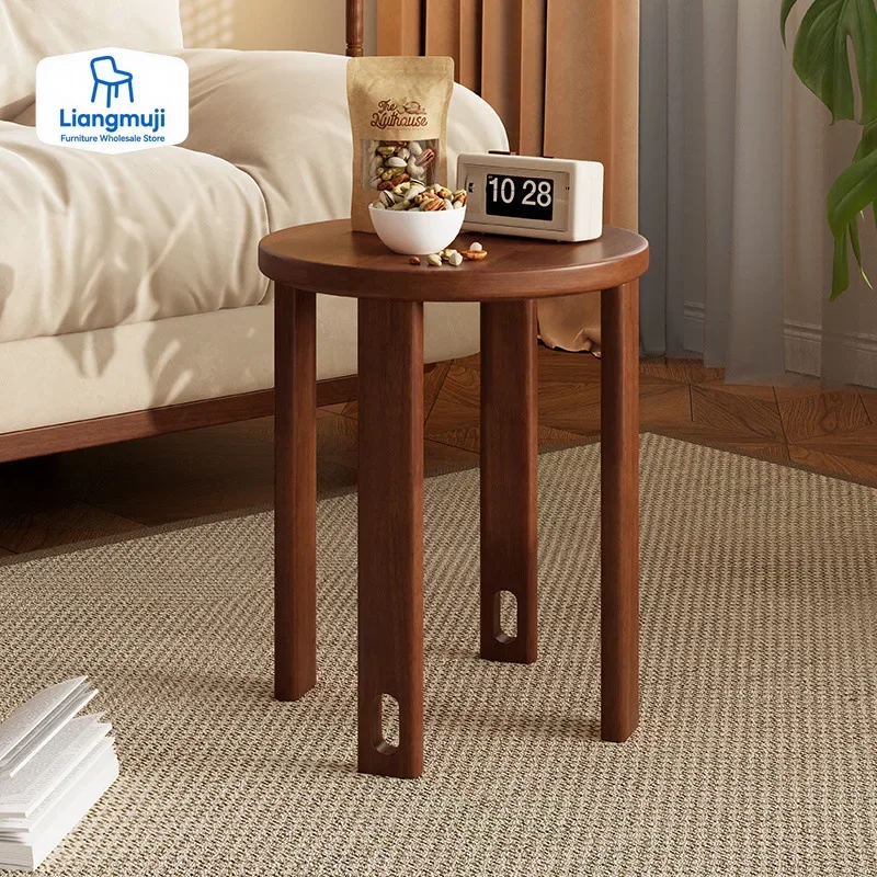 

Современный простой круглый табурет из цельного дерева, бытовой штабелируемый табурет, табурет для обеденного стола, бревенчатый, журнальный столик, прикроватная тумбочка