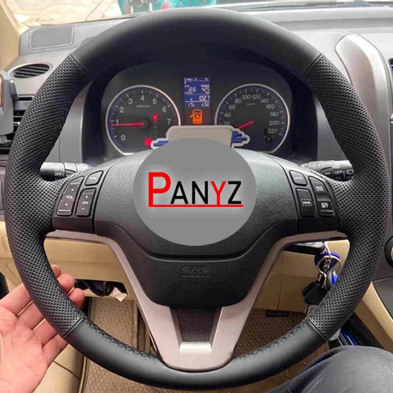 Hand Stitched Car Steering Wheel Cover for Honda CRV CR-V 2007 2008 2009 2010 2011 DIY Suede&Leather Interior Accessory