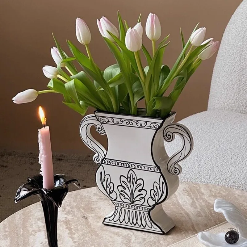 Ceramic Vase Hand-painted Desktop Entrance Decorative Ornament تحف كبيره للمنزل В Скандинавском Стиле Jarrones Room Decor