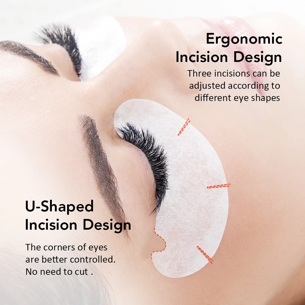100 pares de hidrogel remendos para os olhos, remendo de extensão de cílios sob os olhos, almofada de gel para enxerto sob os olhos, adesivo de papel para cílios