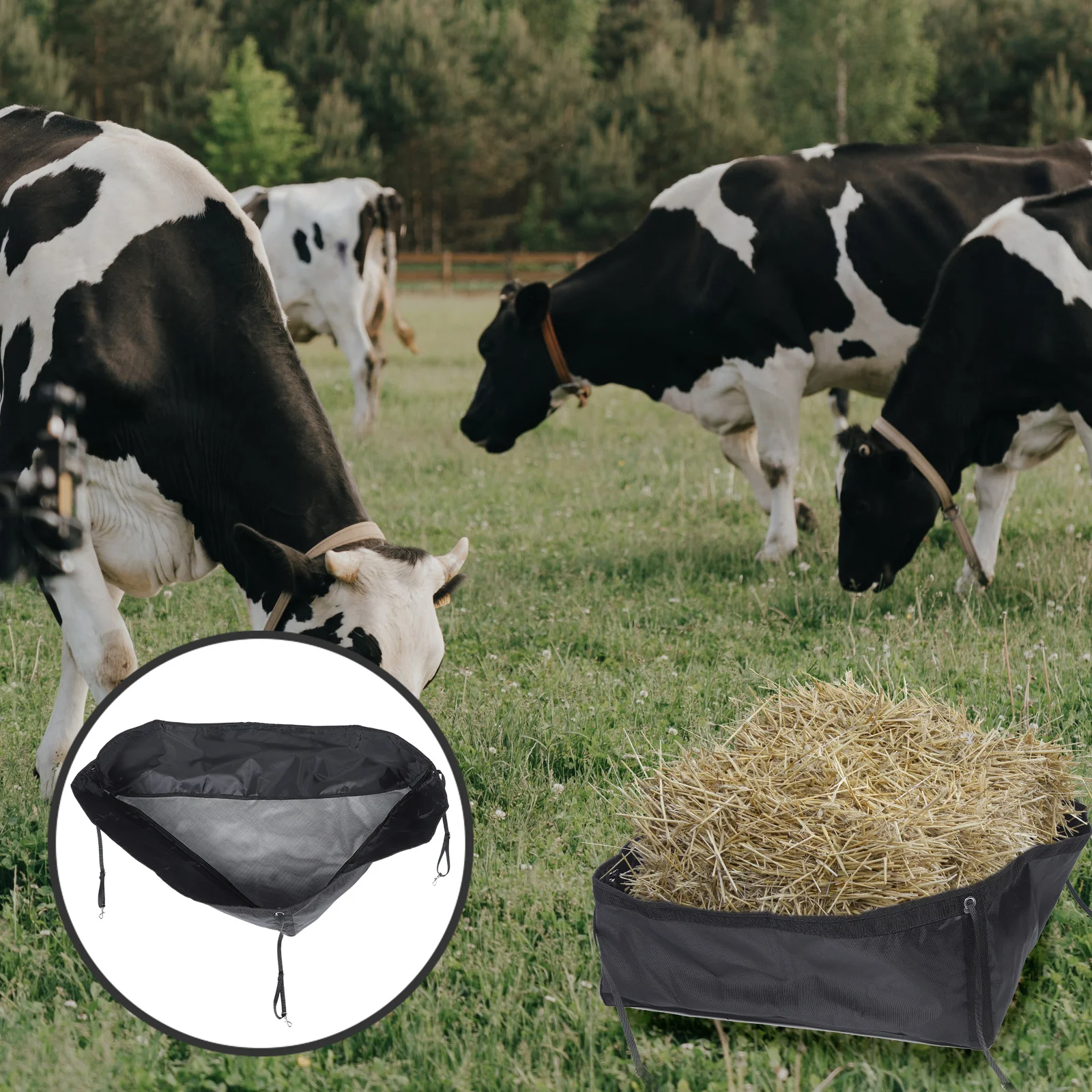 حقيبة تغذية الحصان شبكات تغذية بطيئة 1000D شبكة أسفل حبل نايلون قوي حواف ارتداء مقاومة قوية تخزين متعدد الوظائف #1