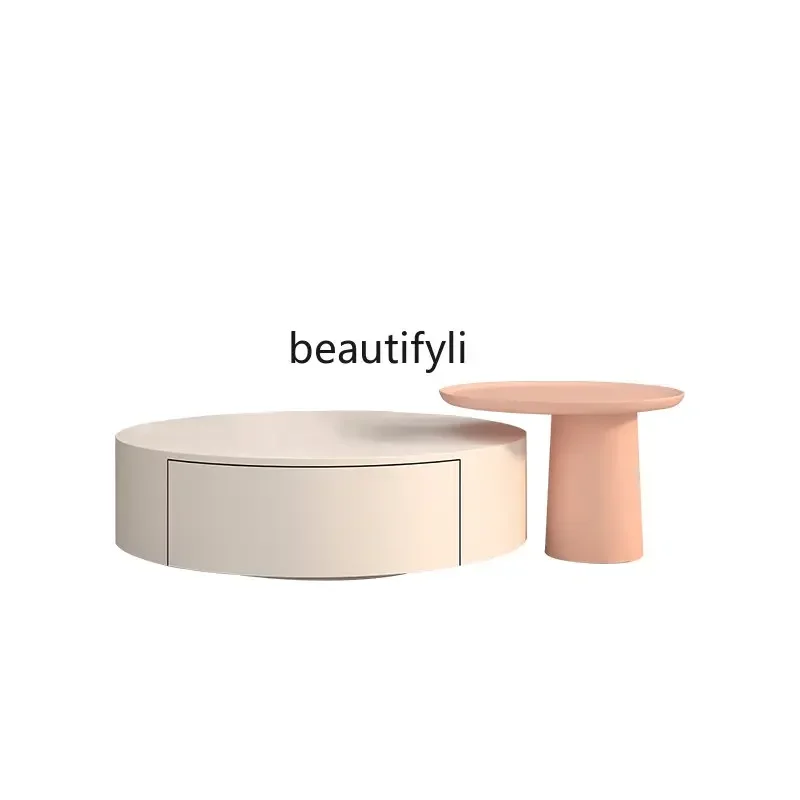 

cc182R1 Light Luxury Home Living Room Small Apartment White Solid Wood Size Tea Table Combination Paint Tea Table furniture