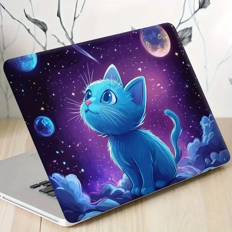Pack of 3, including 1 spare, no need to worry about peeling, computer light beige new space cat notebook sticker, PVC material