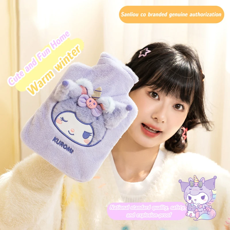 850ML Sanrio Hello Kitty Plush Hot Water Bottle Kuromi My Melody Reusable Hand Warmer Heat Pack Girls Gifts