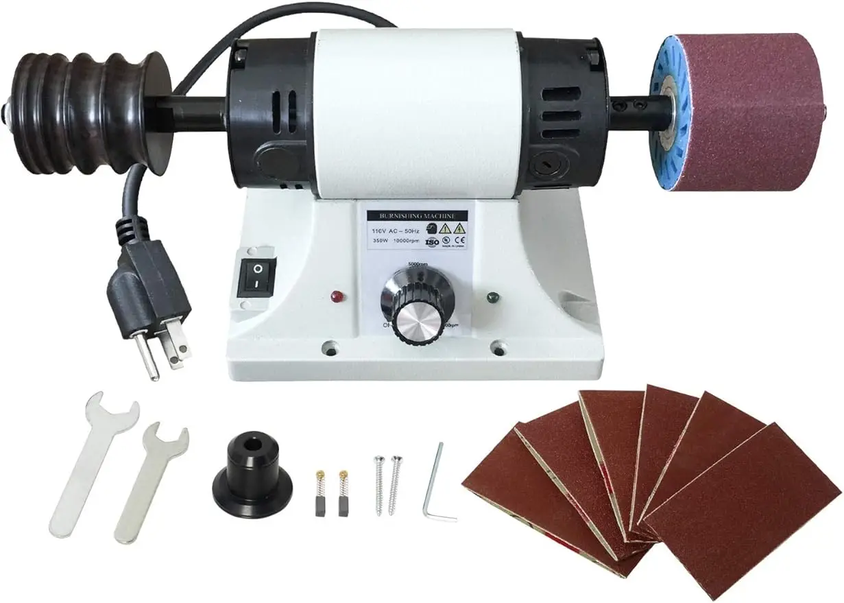 

0-8000RPM Leather Polisher Sander 350W Leather Burnishing Machine 110V Edge Grinding Machine with 6 Sanding Sleeves