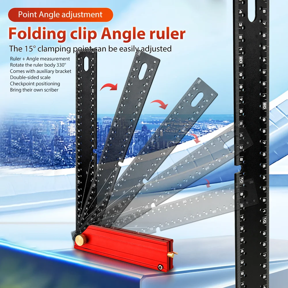 

Многофункциональная прямоугольная линейка из нержавеющей стали для деревообработки, высокоточная угловая линейка 90 градусов, линейка для измерения отверстий