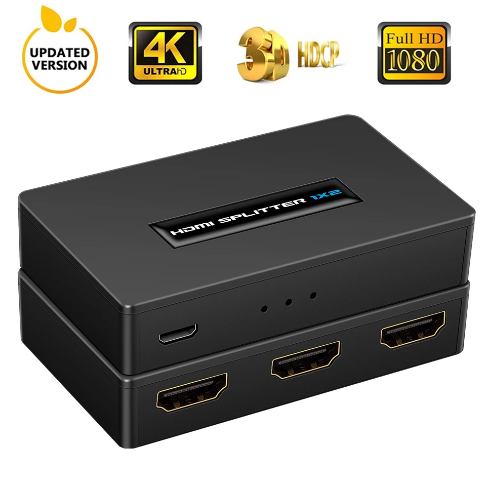 4K 1080P HDCP HDMI Splitter 1x2 Signal Amplifier Audio Video Distributor For Projectors 1 in 2 out  TV Box 4K