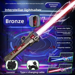 Children Colorful Glowing Sword Toys Telescopic Music Laser Sword 2-in-1 Rotating Decompression Toy Light Sword Kids Adult Toys