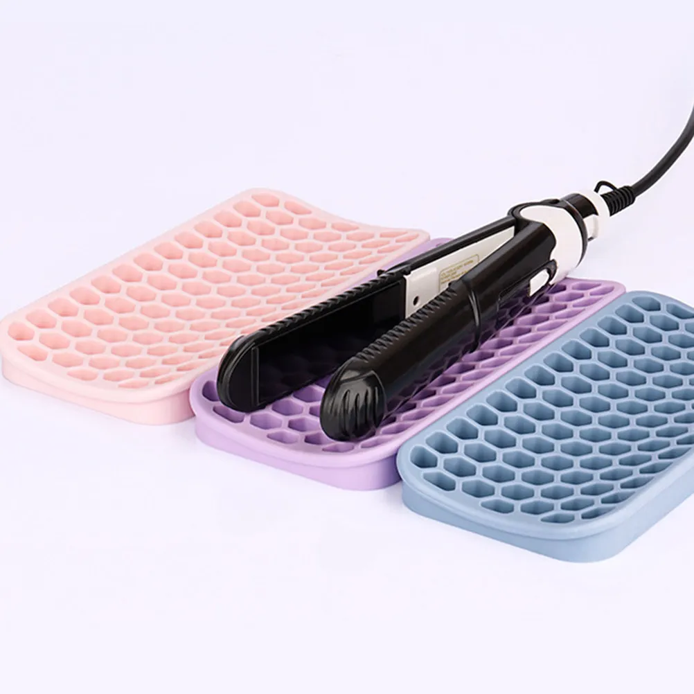 

2Pcs Heat Resistant Silicone Mat Pad for Hot Hair Tool Holder Flat Iron Curling Iron Straightener Non Slip Curling Wand Holder