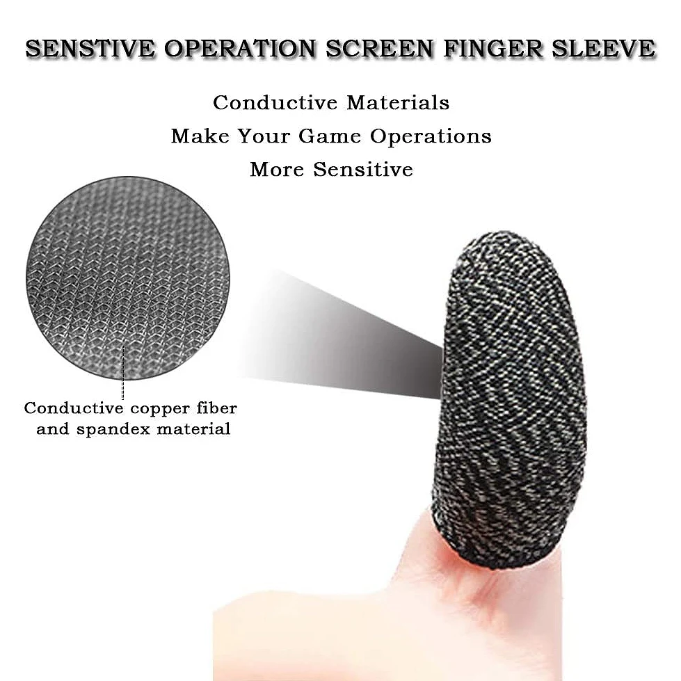 Finger Sleeves for Gaming Mobile Game Contact Screen Finger Cot Smooth Thin Anti-Sweat for PUBG Mobile Games(6 Pcs)