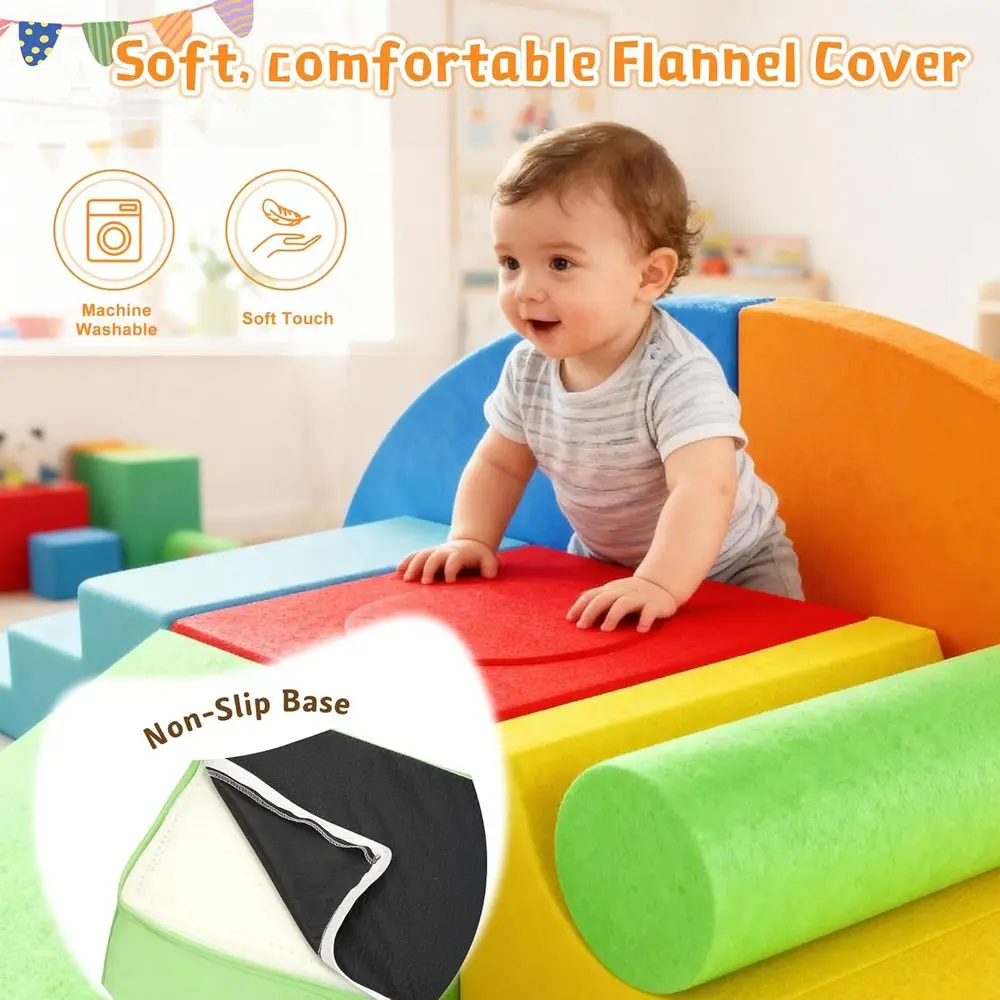 幼児用8ピースフォームクライミングブロック：柔らかく、滑り止め、運動能力と協調性を向上、ハイハイとクライミングのための屋内プレイジム