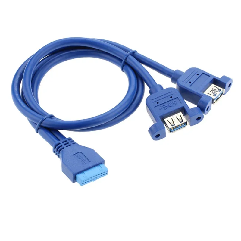 Dual USB 3.0 A Female 2 Ports to USB 3.0  20Pin Female Computer Motherboard Installation Cable With Screw Hole Adapter