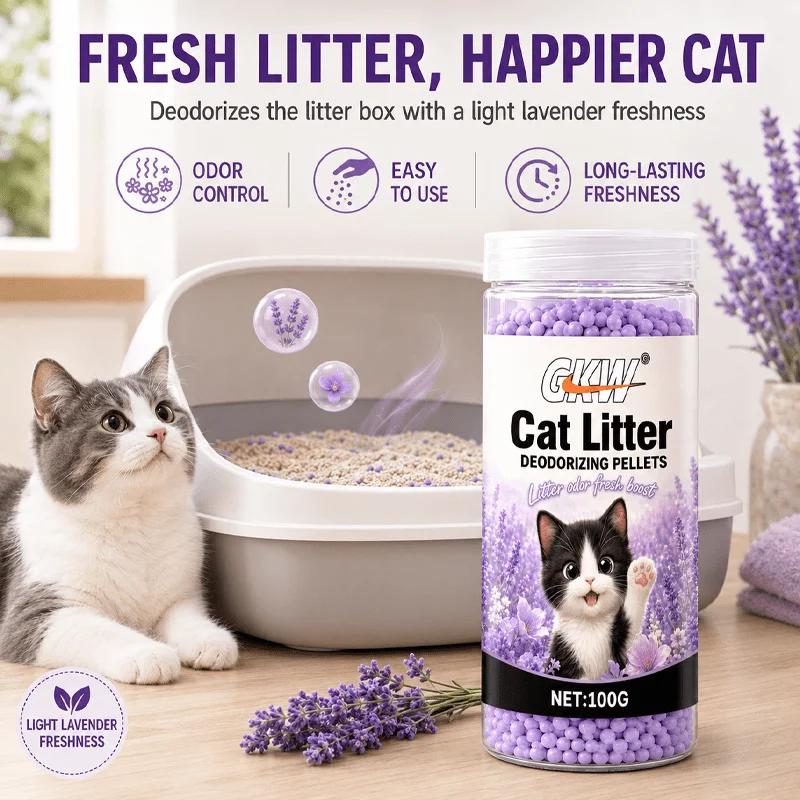 Lavender Cat Litter Deodorizer Granules, Neutralizes Litter Box Odor, Easy to Add to Any Cat Litter, Long-Lasting Fresh Scent