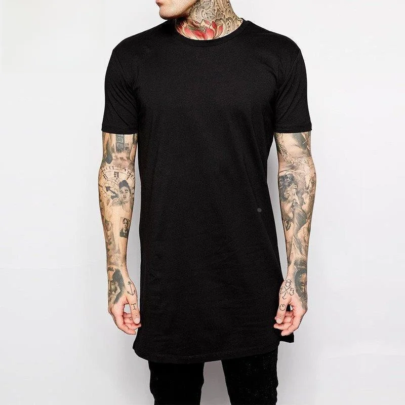 

Men's Bla Long Hip Hop T-irt Ultra Slim Fit Thiened Long Sve High Collar Daily Wear Faionable Youth Sle
