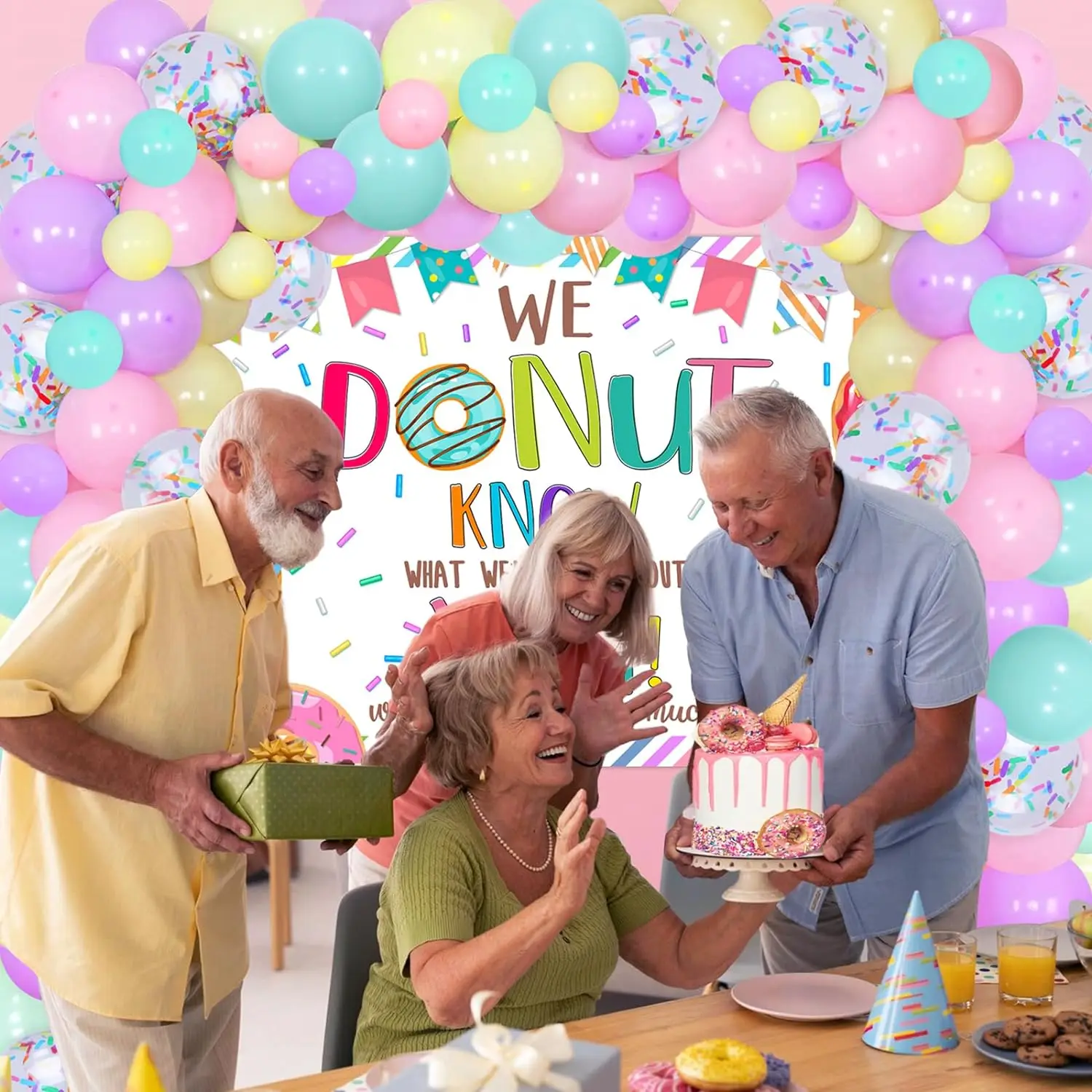 Donut Going Away Party Decor We Donut Know What We Would Do Without You Backdrop Macaron Balloons for Retirement Farewell Party