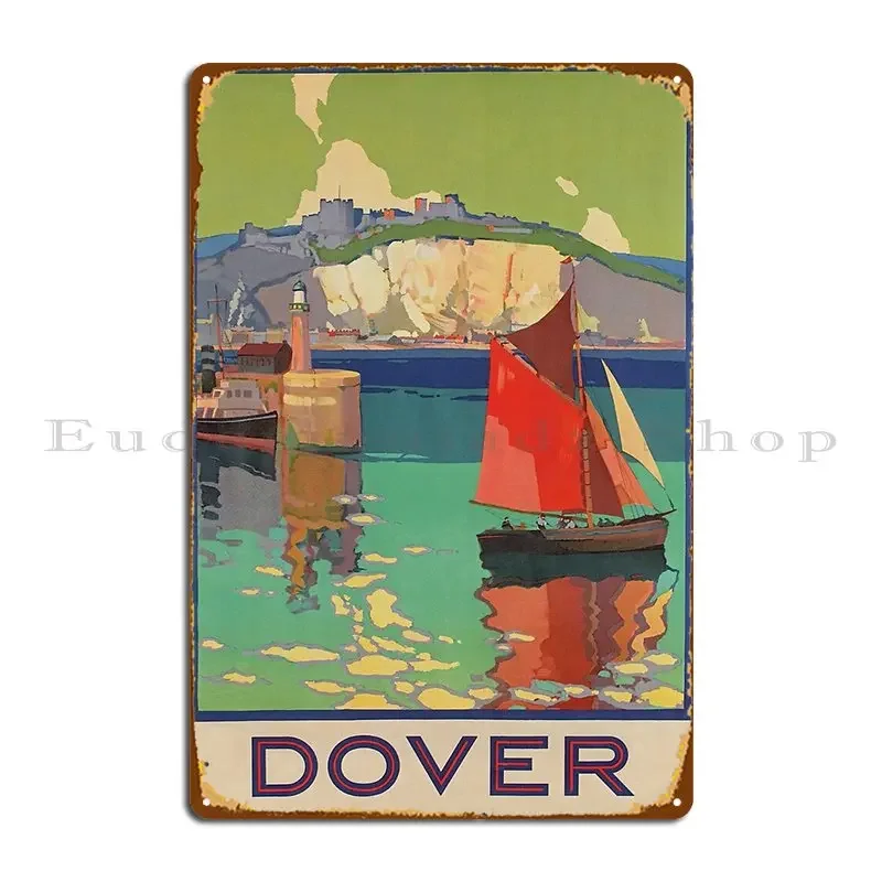 دوفر إنجلترا خمر السفر المشارك علامة معدنية ملصق جدار ديكور الطباعة المرآب غرفة المعيشة غرفة المعيشة تين تسجيل ملصق