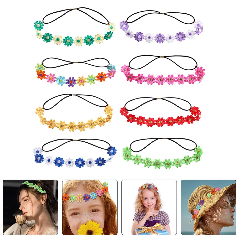 

8Pcs Floral Headband Flower Elastic Headbands Light Weight Decorative Hair Accessories for Women Birthday Graduation