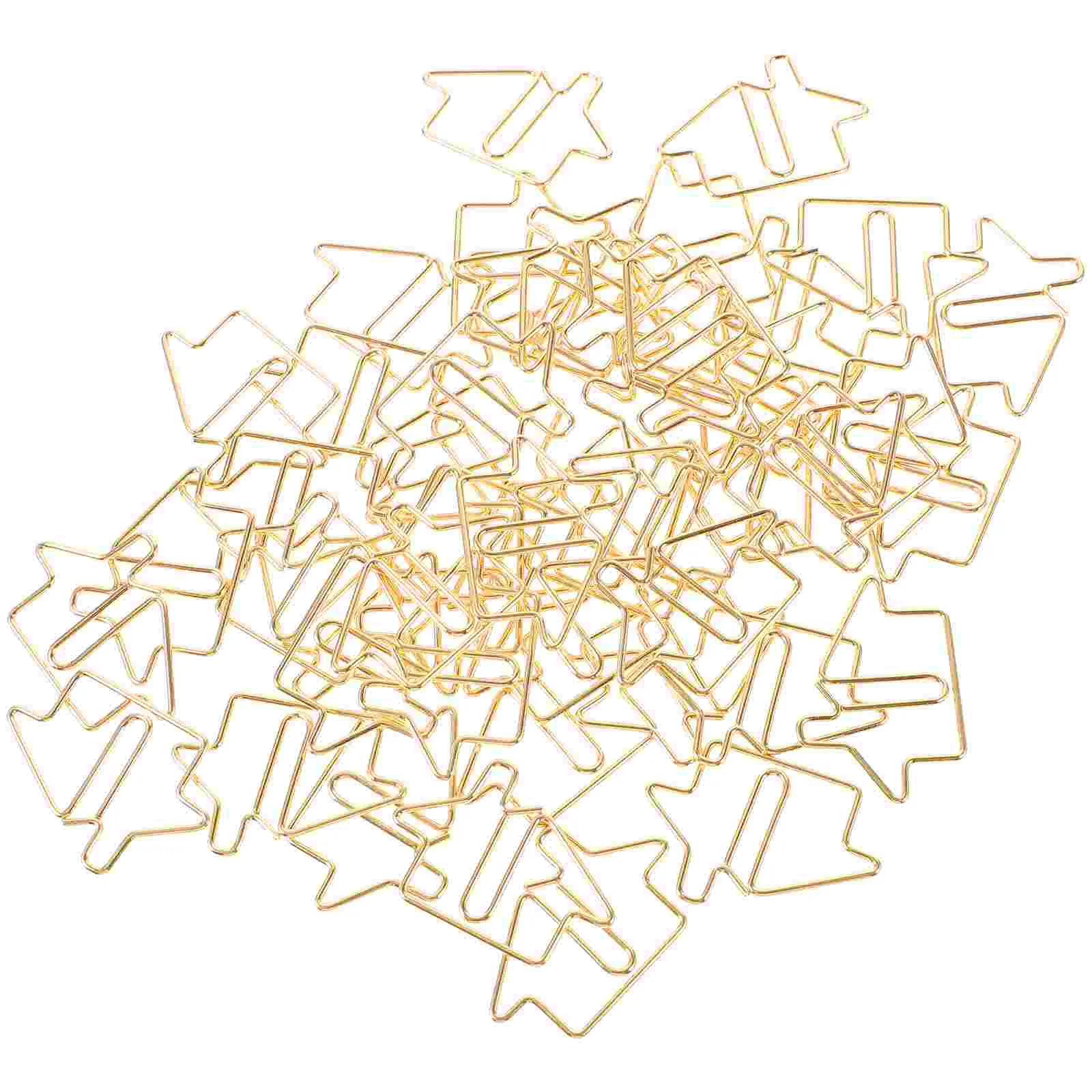 50 Pcs Paper Clip Special-shaped Metal House Bookmark Cute Cartoon 50pcs Gold Office Clips Carbon Steel