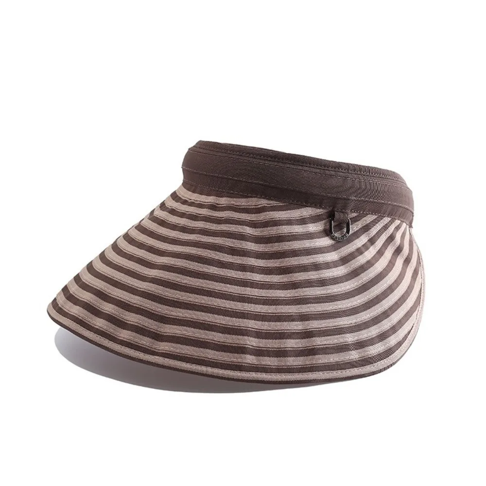 Foldable Stripe Empty Top Hat UV Protection Wide Brim Striped Headband Lightweight Breathable Women's Sun Visor Hats Casual Wear