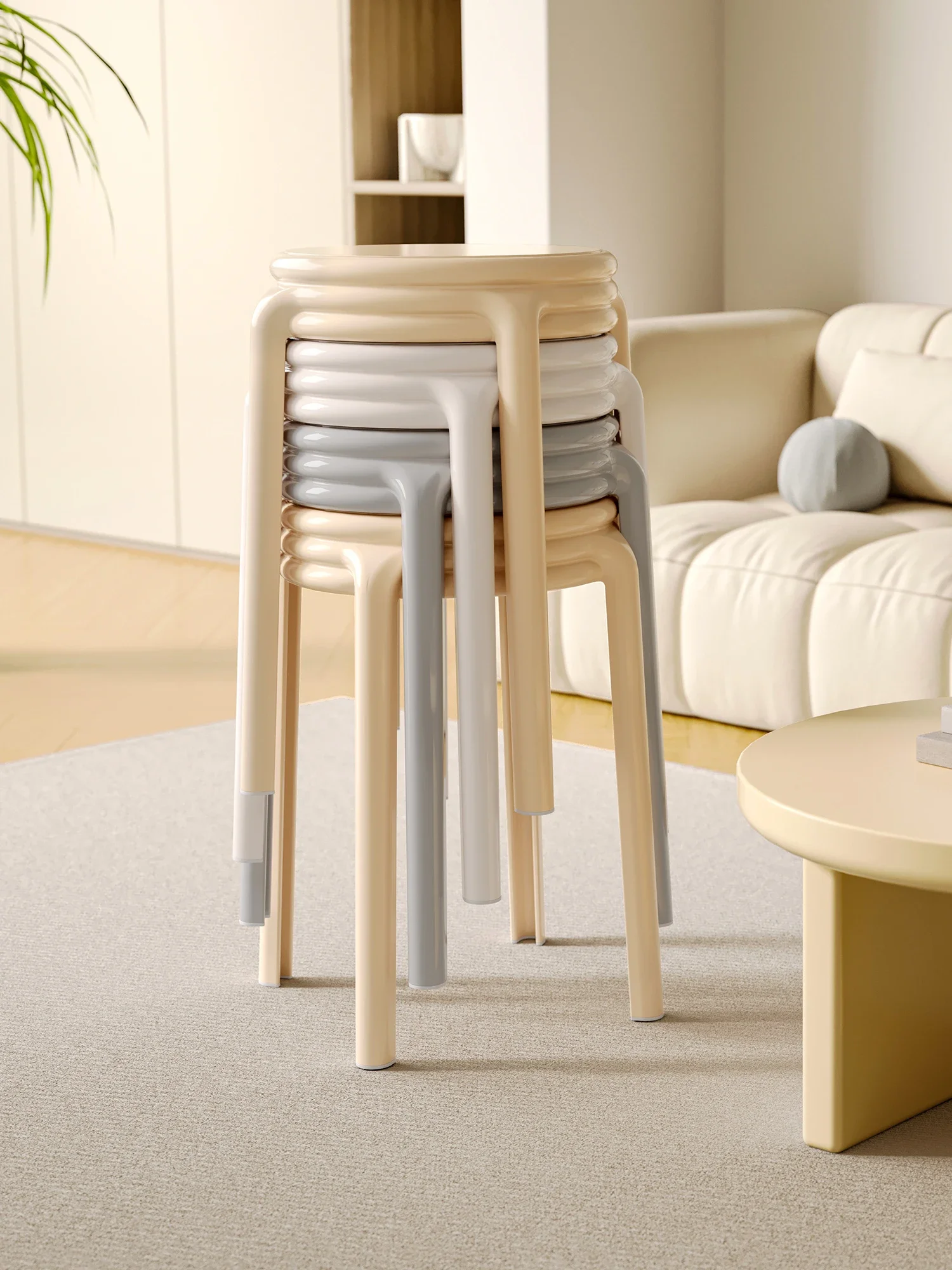 

Modern High-Seat Dining Stool - Strong and Durable, Thickened and Comfortable, Stackable and Space-Saving for Home Bar