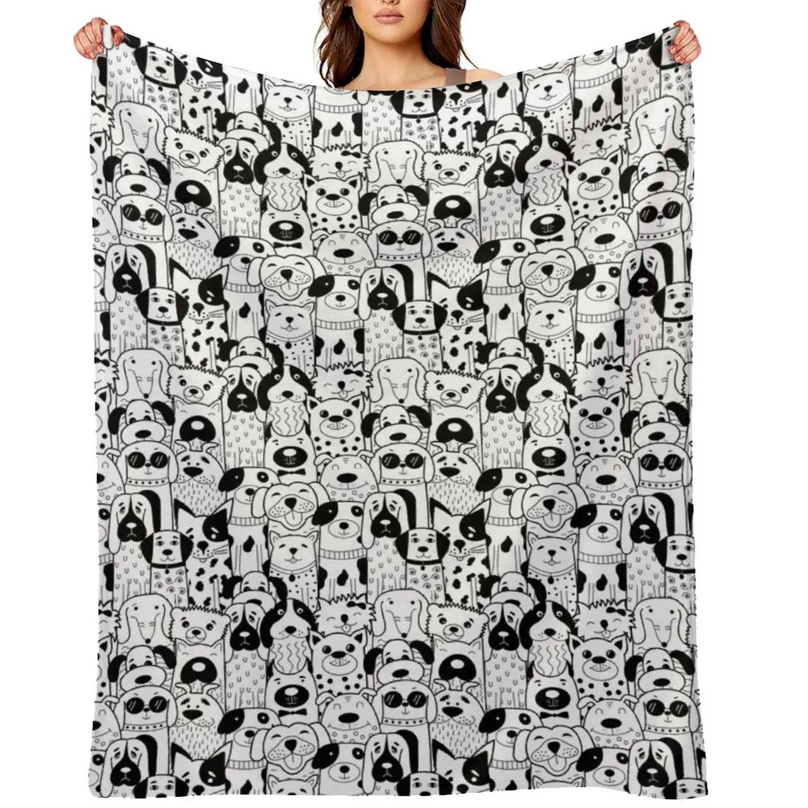 

Black and White Collection of Dogs Throw Blanket blankets ands Large Extra Large Throw for sofa Blankets