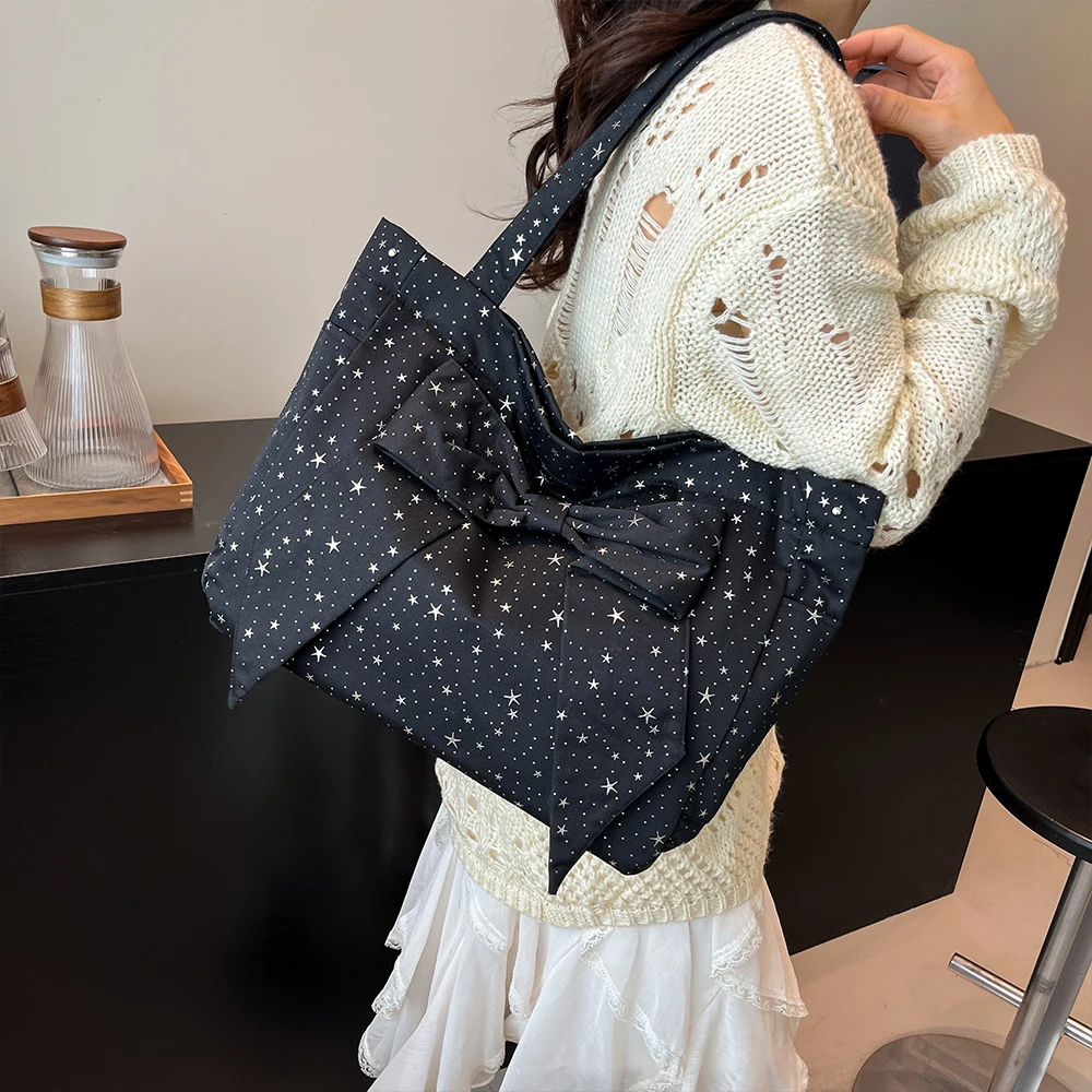 

2025 New Versatile Fashion Star Bag Handbag Exquisite Bow Tote Bag Stylish Commuter Underarm Shoulder Bag