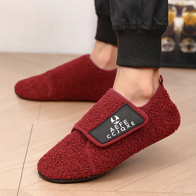 

MAEDEF Men's Cotton Shoes Lightweight Indoor Soft Warm Slipper Plush Bedroom Home Shoes Loafers for Men Thin Bottom Man Slippers