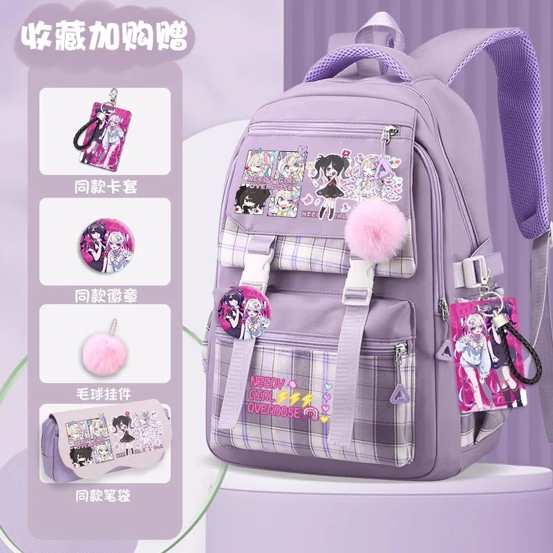 

NEEDY GIRL OVERDOSE KAngel Cosplay Nylon Backpack Waterproof Anti-theft Multi-pocket Campus Pencil Case Anime Merch Daily Use