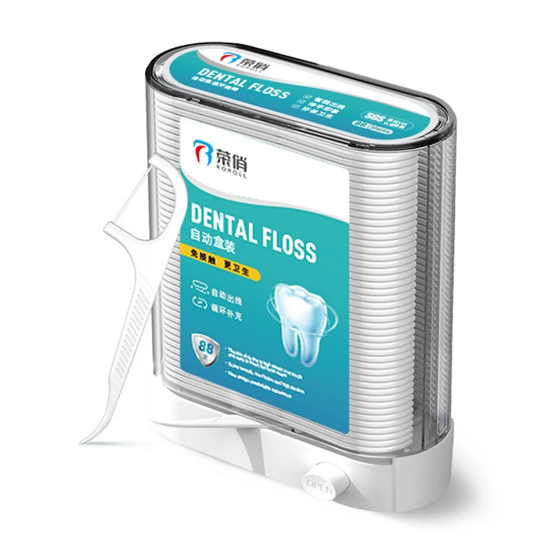 Dispensador de hilo Dental, soporte automático emergente, palitos de hilo Dental, caja de almacenamiento portátil, palillos de dientes, cuidado bucal, 88 unidades