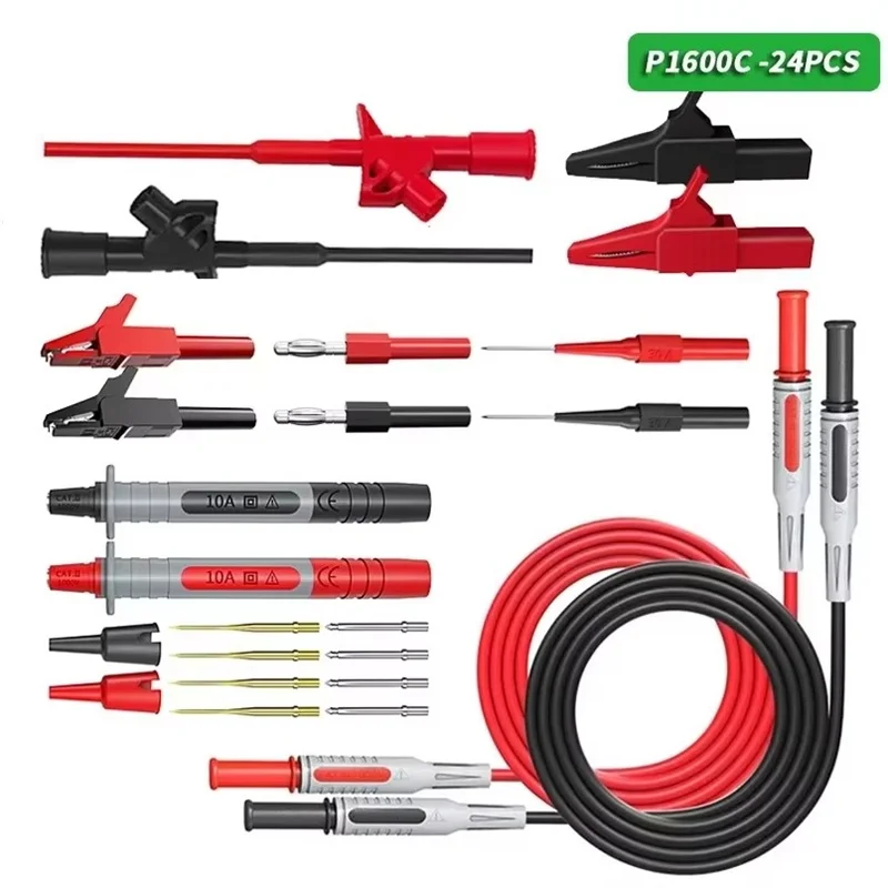 Cleqee P1600 series High Quality Multimeter Test Lead Kit BNC-Test Cable Test Probe IC Test Hook Automotive Repair Tool Set