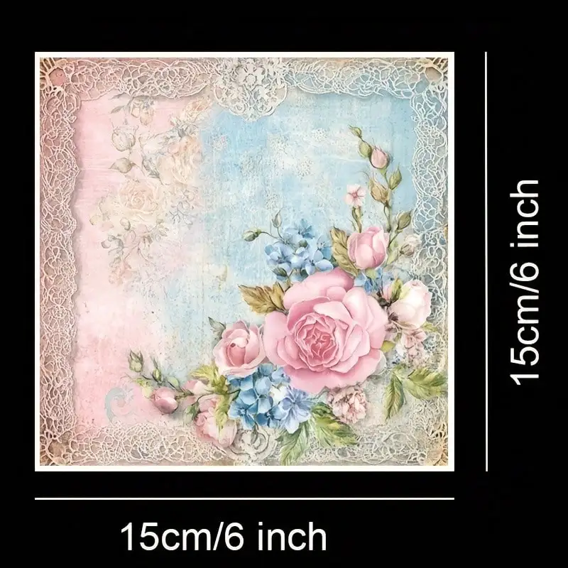 36 Sheets Dream Flowers Scrapbook Paper Pack, Stationery Vintage Art Craft Pattern Paper For Junk Journal Planner Cardstock Pape