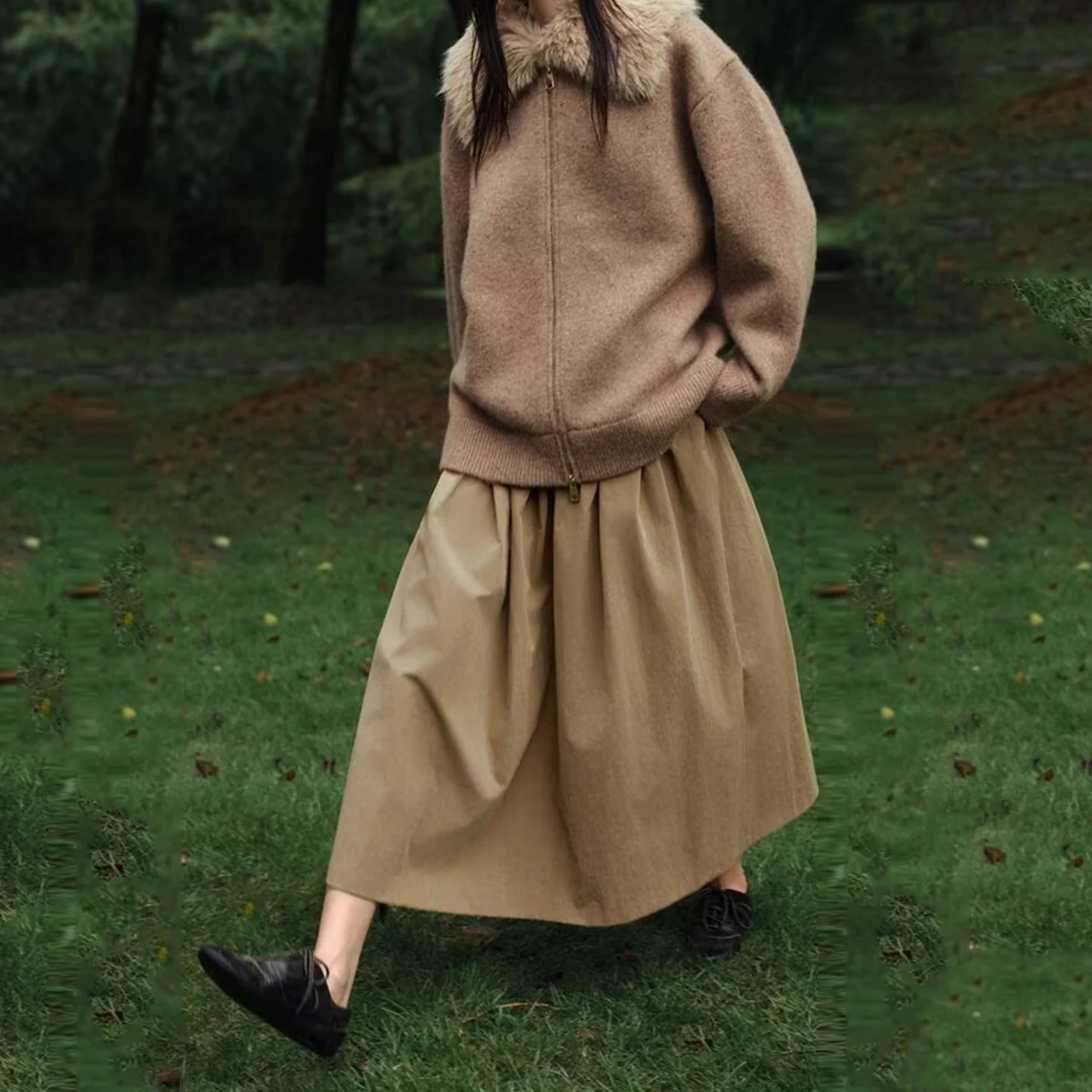 2025 otoño nueva mujer Jaet Stand Collar piel sintética efecto abotonado abrigo ort viaje Sle Stand Fit Z abrigo de mujer