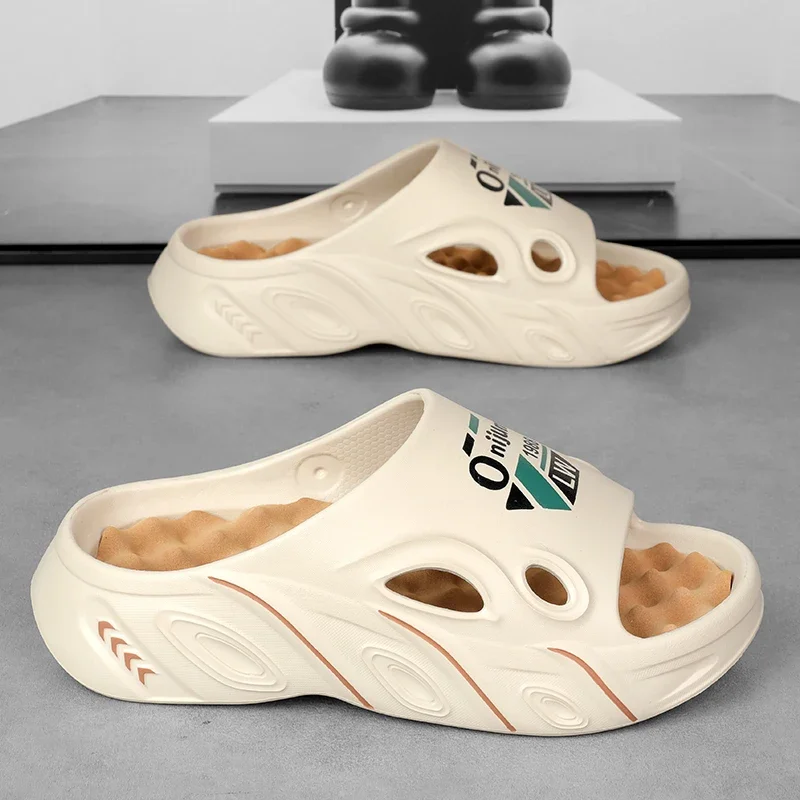

Men Massage Slippers Indoor Outdoor Sandals Beach Casual Shoes Comfortable Soft Sole Slides Men's Sandals Big Size