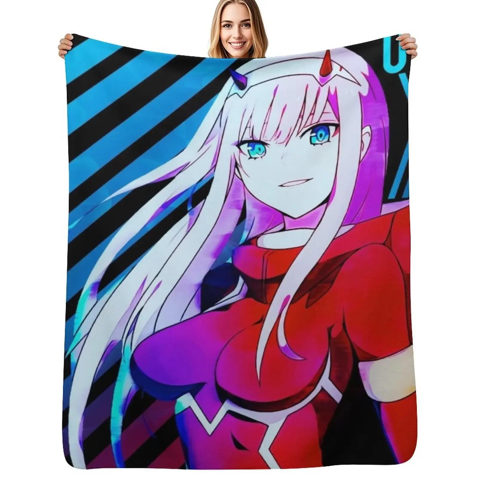 

Franxx Ram Ichigo Throw Blanket for sofa valentine gift ideas christmas gifts wednesday Blanket