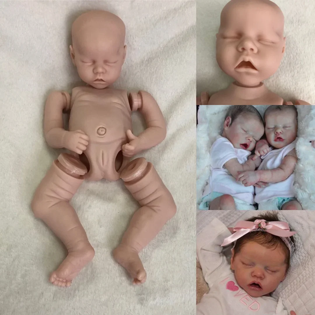 19 Inches DIY Reborn Kit Newborn Baby Kit Silicone Sleeping Doll Unpainted Unfinished Doll Parts