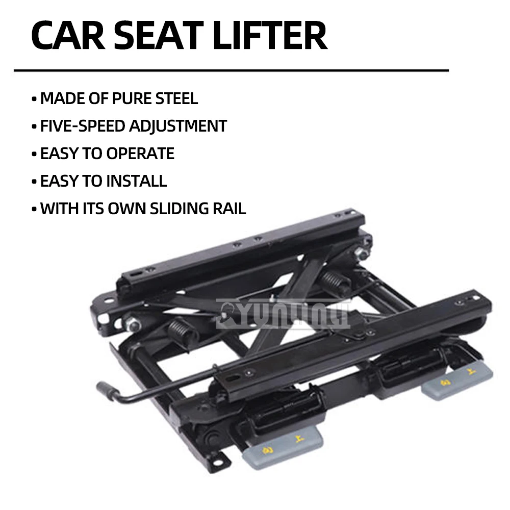 

Car seat moves back and forth to raise and lower the base can be tilted and modified to raise the base seat lifter