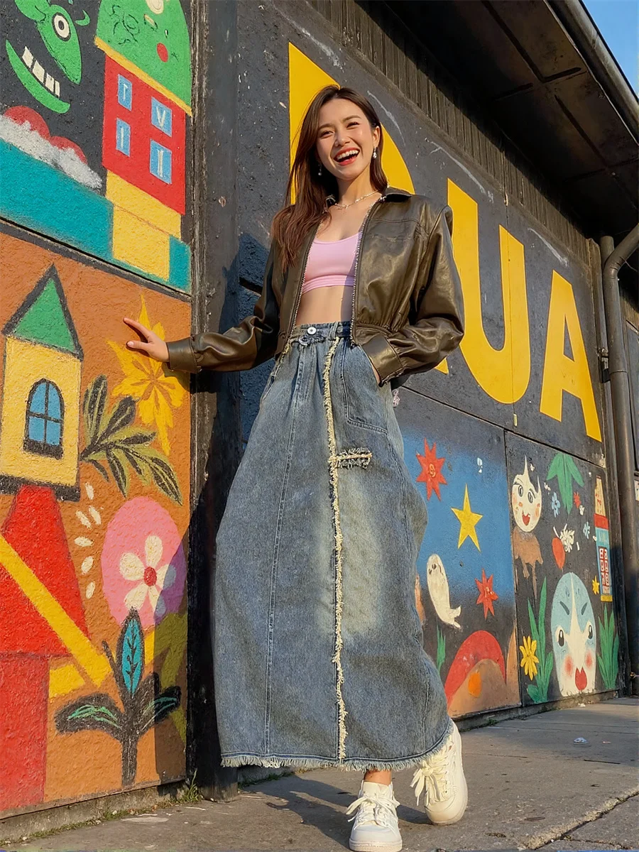 

Ankle length Denim Skirts Womens Sequined Bead Party Layered Tulle Formal Evening Artistic Modern Trendy Graceful Chic Feminina